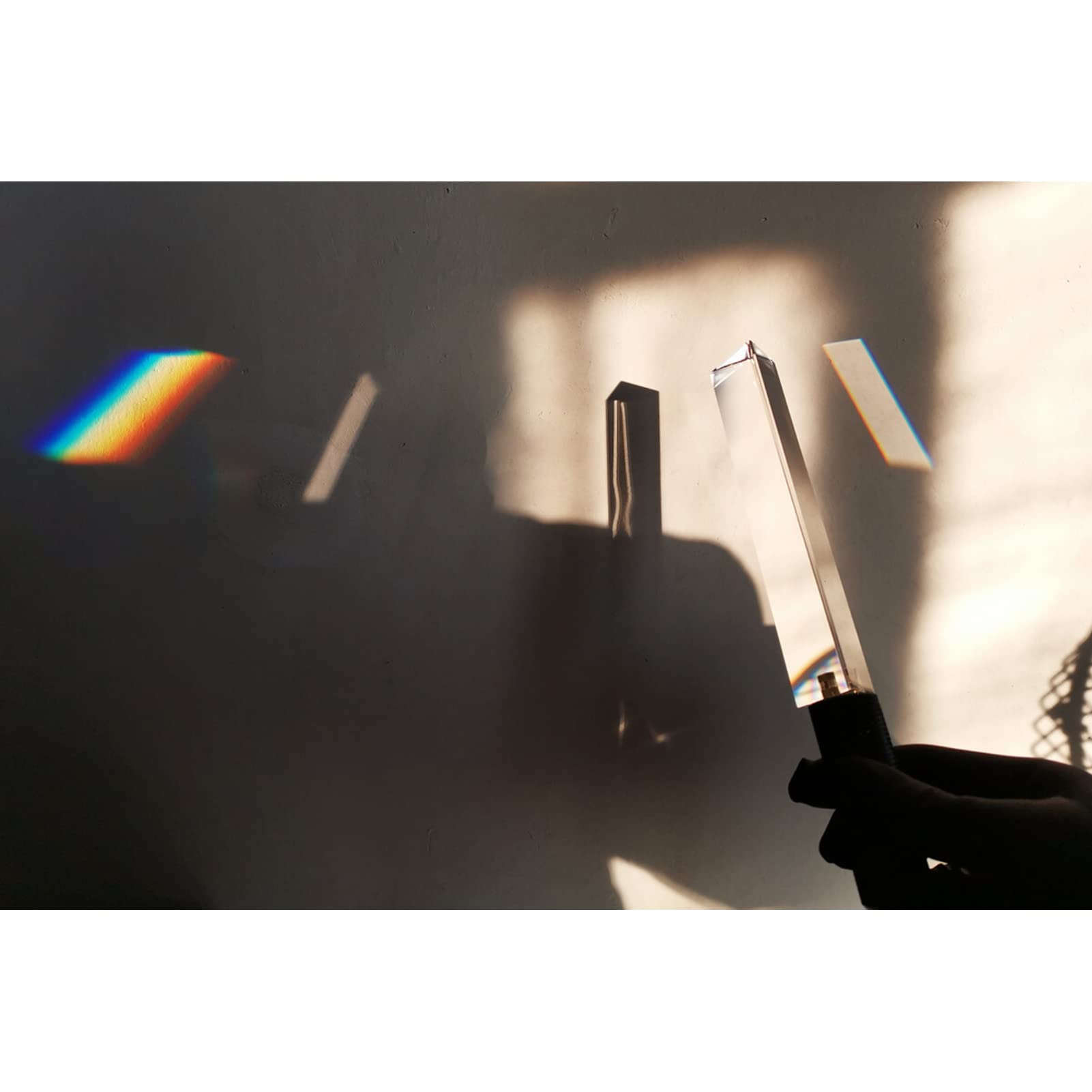 Prisma Triangolare in Vetro Ottico da 5 Pollici con Mini Impugnatura, Prisma Fotografico Colorato, Cubo Prisma Ottico, per Fisica dello Spettro Luminoso, Fotografia
