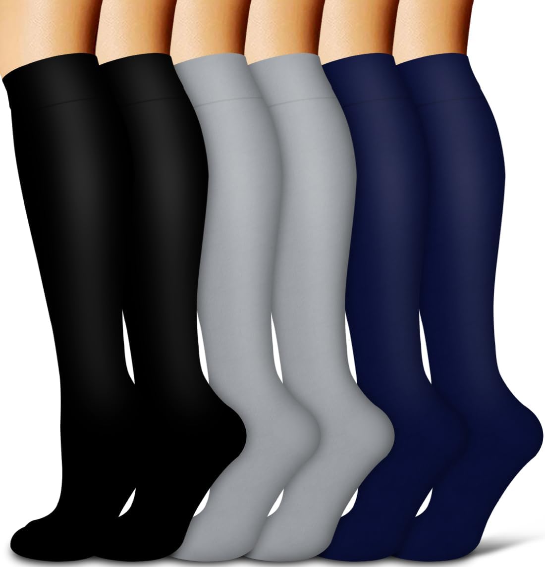 COOLOVERCopper Compression Socks for Women and Men(6 Pairs)-Best Support for Running, Athletic, Travel