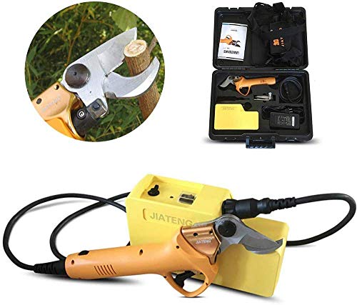 RENXR Electric Scissors Pruning Shears Rechargeable Lithium Battery Strong Steel Blade Garden Trimmers Cutting Diameter 45Mm