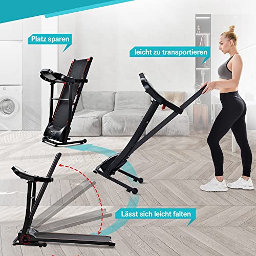 Azkoeesy Laufband Mit Kinomap App & Bluetooth Player - 1,5 PS & 12 km/h & Bis 100kg - 40 x 98 cm Lauffläche… – Bild 4