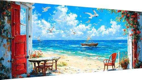 Diamond painting nuage blanc DIY et kit broderie diamant mer 70x140cm
