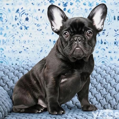 Diamond Painting Bouledogue Français Noir 5D Kit Complet 100x100cm