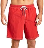 Nautica Men's Mariner 19 Inch Elastic Waistband Swim Shorts, Racer Red, Large