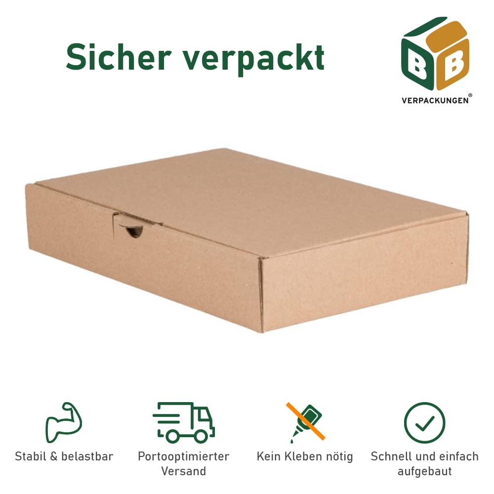 BB-Verpackungen Kit d'expédition composé de 200 x carton maxi (240 x 160 x 45 mm) + 2 kg de soie d'emballage (37,5 x 50 cm) – Lot de matériel d'expédition pour emballer et transporter des colis