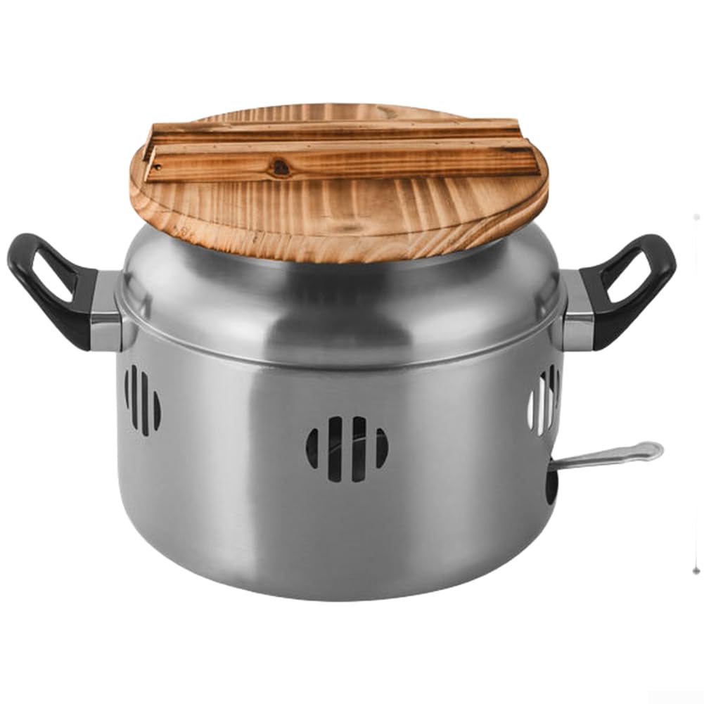 Casserole Shabu Shabu en acier inoxydable doré et argenté avec couvercle haut de gamme