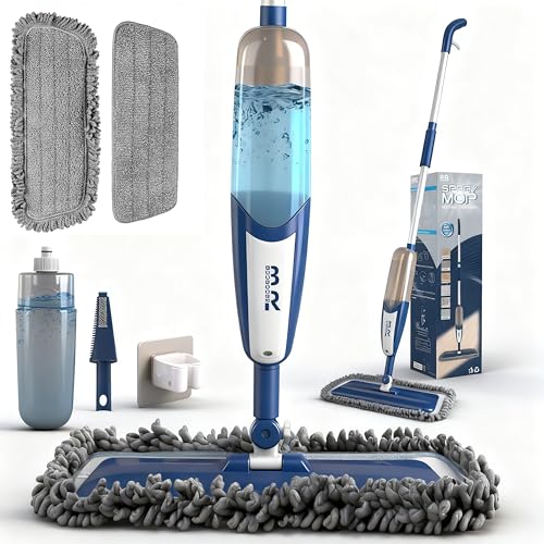 Floor Cleaning Spray Mop with 360° Rotation - Multi Surface Floor Cleaner for Wet/Dry Moping, Lightweight Grip for Kitchen, Bathroom, Hardwood and Tile Floors