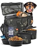 The Original Doggy Bag™ - Complete Dog Travel Bag for Supplies with 2 BPA-Free Travel Dog Bowls & 2 Pet Food Containers - Traveling Kit for Road Trips, Camping, Weekend Away or Doggy Gift - Camo