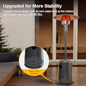 EAST OAK 50,000 BTU Patio Heater with Sand Box, Table Design, Double-Layer Stainless Steel Burner, Wheels, Triple Protection System, Outdoor Heater for Home and Residential, Polar Night EAST OAK 50000 BTU Patio Heater with Sand Box Table Design Double Layer Stainless Steel Burner Wheels Triple Protection System Outdoor Heater for Home and Residential Polar Night