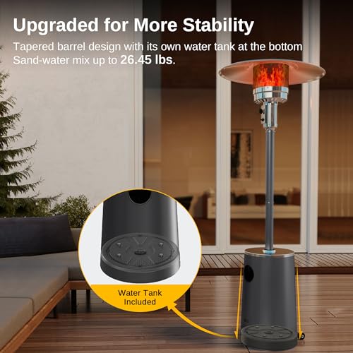 EAST OAK 50,000 BTU Patio Heater with Sand Box, Table Design, Double-Layer Stainless Steel Burner, Wheels, Triple Protection System, Outdoor Heater for Home and Residential, Polar Night by EAST OAK - Image 3
