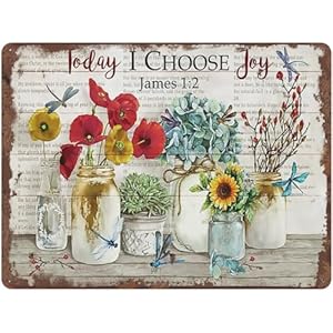 Zomyto Today I Choose Joy Dragonfly Retro Tin Sign Sunflower Decor Floral Sign Garden Decor for Home Office College Dorm Hotel Apartment Wall Decor Birthday Anniversary Housewarming Gift 12×8 in