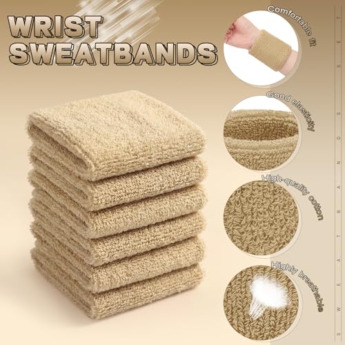 Image of Willbond Wrist Sweatbands, Sports Sweatbands for Competition, Sweat Absorbent, for Basketball, Tennis, Football, Running and Work (Pack of 6)