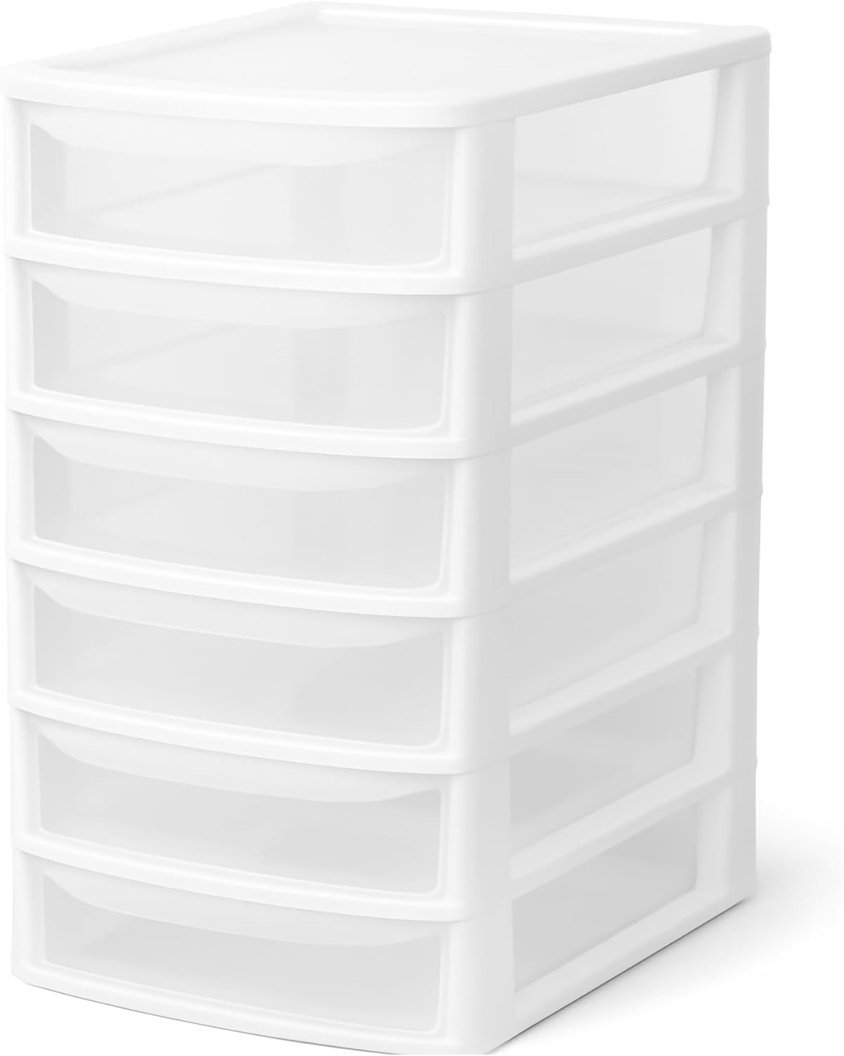 A4 Plastic Slim Storage Drawers Tower Unit Office Desktop Tabletop Home School Garage Portable Desk Organizer 2|3|4|6|8 Tiers (A4 Plastic Small Silver/Clear) (White/Clear, A4 Slim 6 Drawers) โ image 1