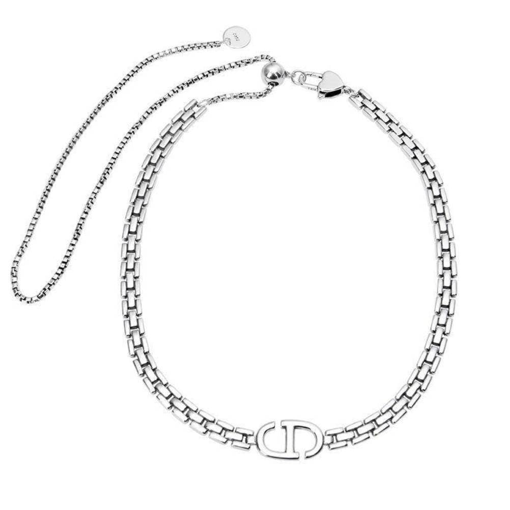 GXNRHG Cinghie con Lettere con Catena corazzata, Design di nicchia, Centinaia di Collare Abbinato, con Catena da Donna, Temperamento Elasticizzato