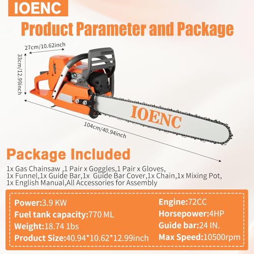 72CC Gas Chainsaw with Complete Kit