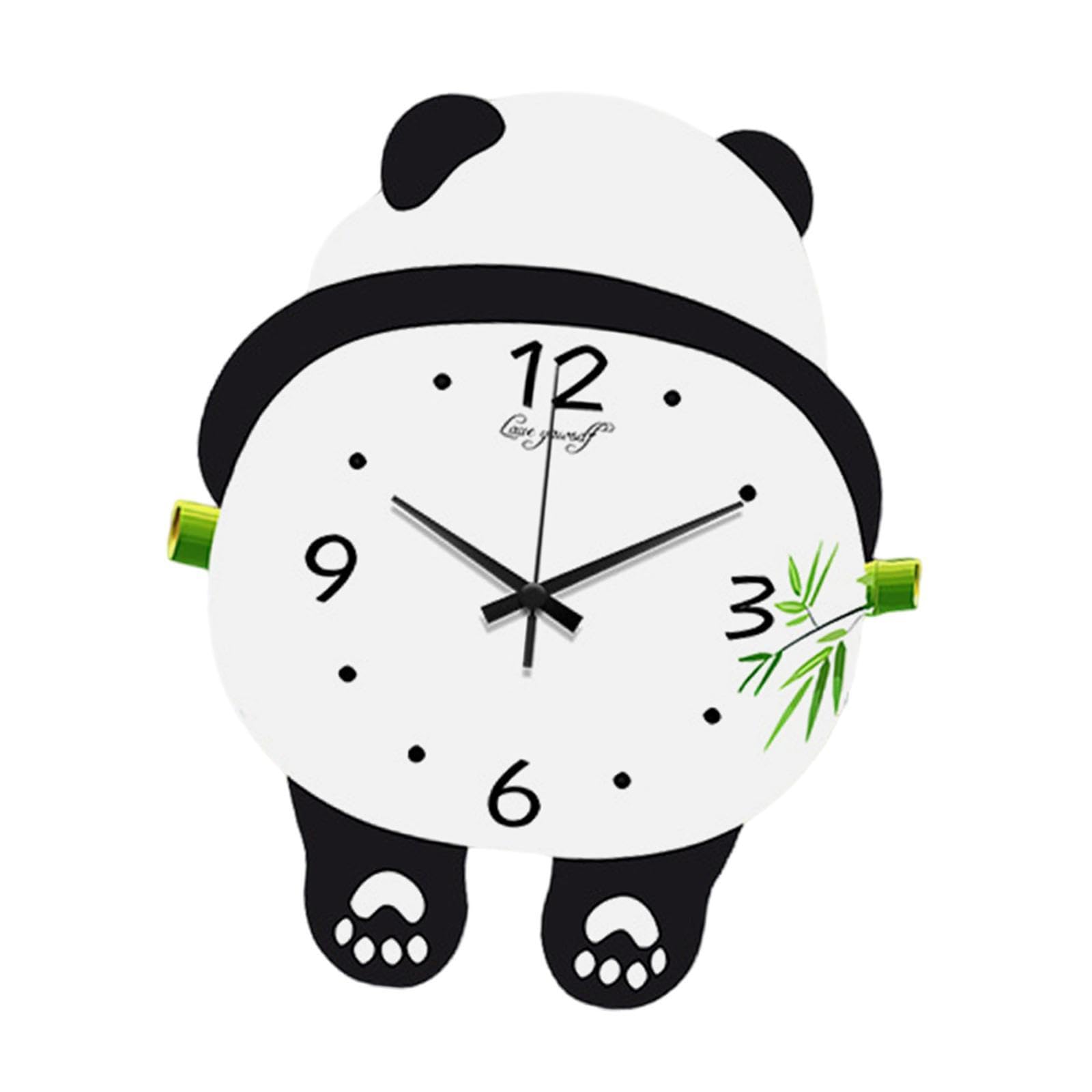 YIXANNX Modern Wooden Panda Clock Quiet Office Wall Art With Easy Installation Household Decoration Clock Fashion Wall Panda Quiet Silent Non Ticking Gifts