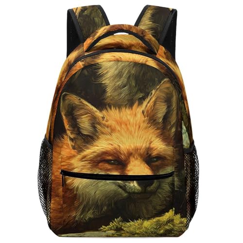 Foxes Forests Rocks Moss Unisex Backpack Casual Daypacks Lightweight Shoulders Bag for Camping Hiking Travel