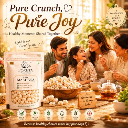Image of Foxeta Premium Raw Makhana 200 gram, Fasting Snack, Calcium Rich, High In Protein, Fitness Friendly Fuel