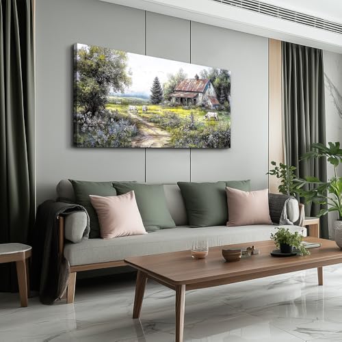 PHAOHUAXM Large Canvas Wall Art For Living Room Wall Decor For Bedroom Office Mural Field Printing Pictures Artwork Flower Scenery Watercolour Wall Paintings Room Home Decor Ready to Hang 30x60 In