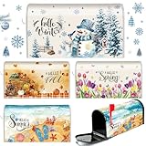 Dispowreath 4 Pcs Mailbox Covers Magnetic Standard Size 18 x 21 Inch Hello Spring Summer Autumn Winter Magnetic Mailbox Covers Wraps for Holiday Christmas Garden Yard Home(Romantic Style)