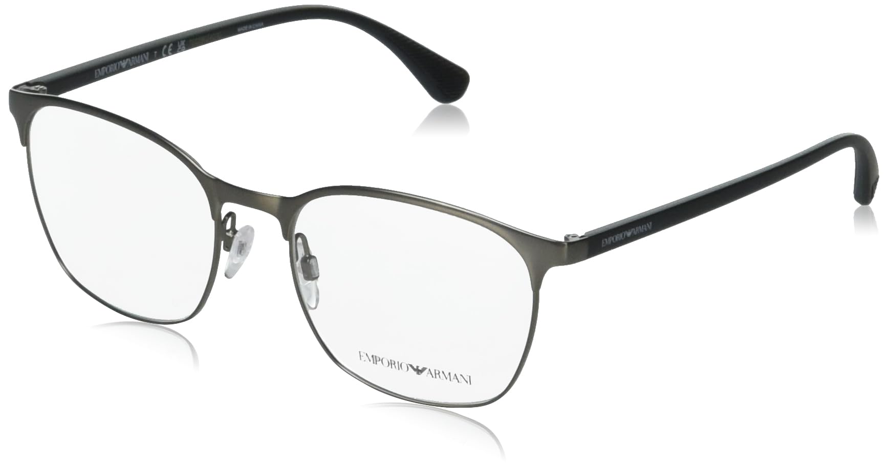 Emporio Armani Men's EA1114 Oval Prescription Eyewear Frames, Matte Gunmetal/Demo Lens, 54 mm