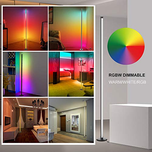 Amagle 61" Led Corner Floor Lamp Rgbw Color Changing Floor Lamps Dimmable Led Standing Lamp With Remote Tall Minimalist Nordic Metal Music Sync Corner Ambient Light Floor Lamps For Living Room Bedroom #TOP1