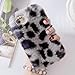 King phone Coque pour Samsung Galaxy S7 Mignon Peluche Coque Léopard Étui Brillant Strass Hiver Souple Chaud Duveteux Housse Anti-Rayures Housse de Protection, Couleur 3