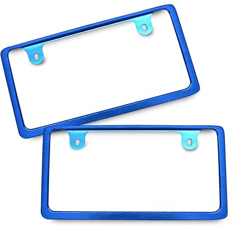 Amazon ナンバープレート フレーム ナンバーフレーム ライセンスフレーム アルミ フロント リア 2枚セット 普通車 軽自動車 車用 ブルー ナンバーカバー ホルダー 車 バイク