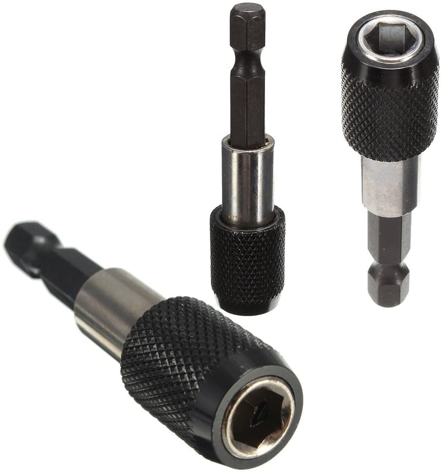 Yakamoz Pack of 3 Pieces 1/4 Inch Hex Shank Magnetic Extension Chuck Adapter Quick Release Bar Socket Screwdriver Bit Holder