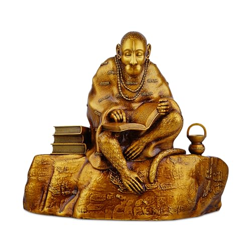 Image of Artarium Ramayani Hanuman Idol for Home Decor (6.1 Inch), Pavan Putra Bajrangbali Murti Reading Ramayana, Lord Hanuman Ji Statue for Pooja Room, Office Desk & Spiritual Gift, Antique Finish