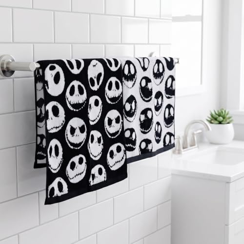 AEUEFUEA Halloween Skull Hand Towels 2 Pack, Reversible Black White Cotton - image 6