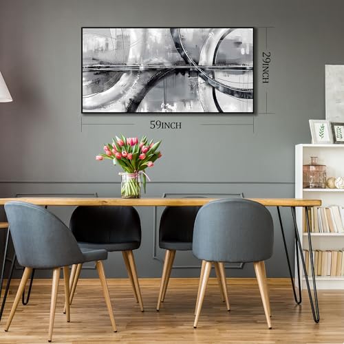 Image of AOZEMI Abstract Painting Wall Art White Wall Artwork for Office Print
