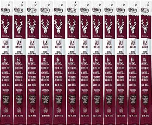 12 Count - Hunter's Reserve - PKM - Exotic Meat Trail Sticks - 6 Count - Adventure You Can Taste - Wild Game Exotic Jerky Meat Sticks (Elk)