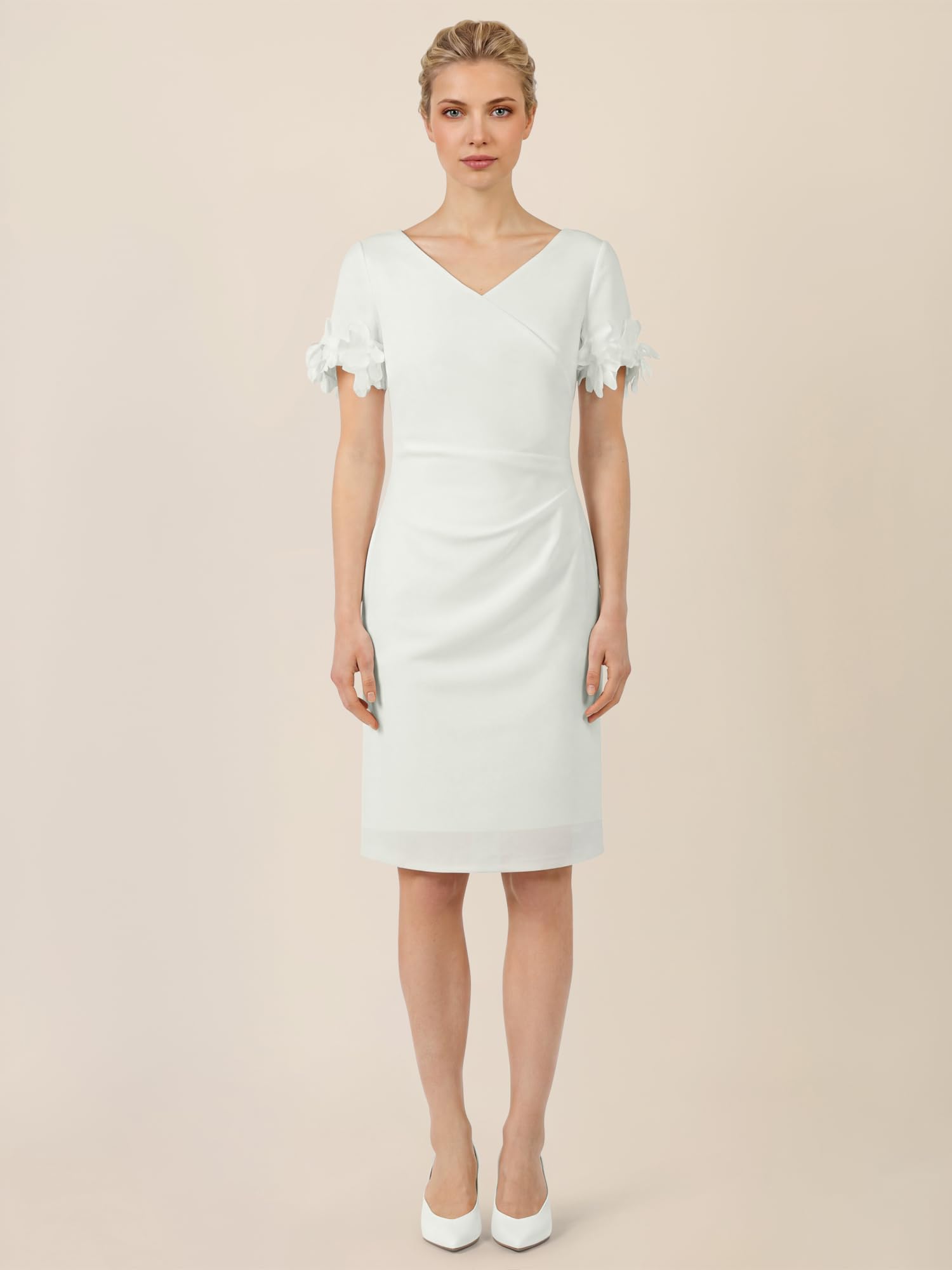 Apart Elegante Abito Tubino con Maniche Floreali