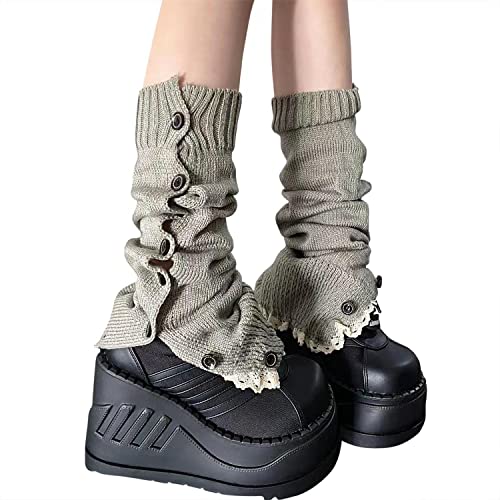 Image of Leg Warmers Harajuku with Lace Button Knit Harajuku Japanese Style Kawaii Lolita Gothic Flared and Loose Fit