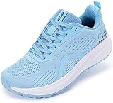 BRONAX Wide Road Running Shoes for Women Fitness Mesh Breathable Size 10w Walking Jogging Lightweight Outdoor Female Sneakers Fashion Comfy Casual Rubber Sole Ladies Footwear Light Blue 42
