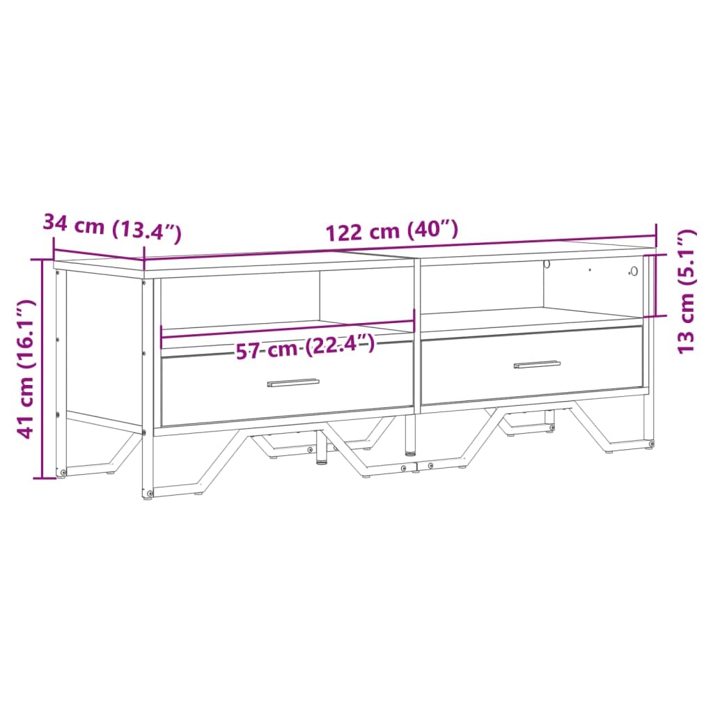 vidaXL Mobile Porta TV Nero 122x34x41 cm in Legno Multistrato, supporto TV, mobile HiFi, consolle TV, credenza TV, mobile dispositivi multimediali