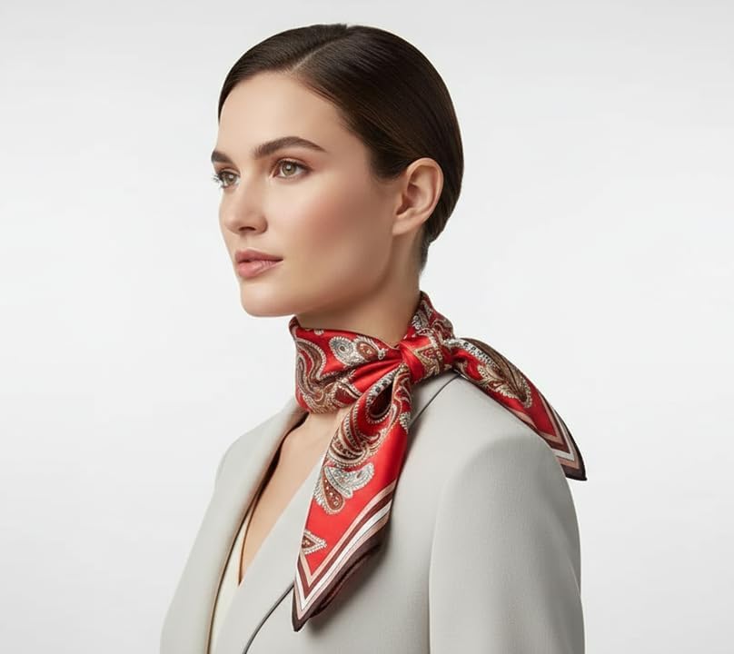 ANDANTINO 100% Mulberry Silk Square Scarf for Hair-25.6" X25.6'' Women Men Natural Silk Neckerchief Digital Printed Headscarf - Image 3