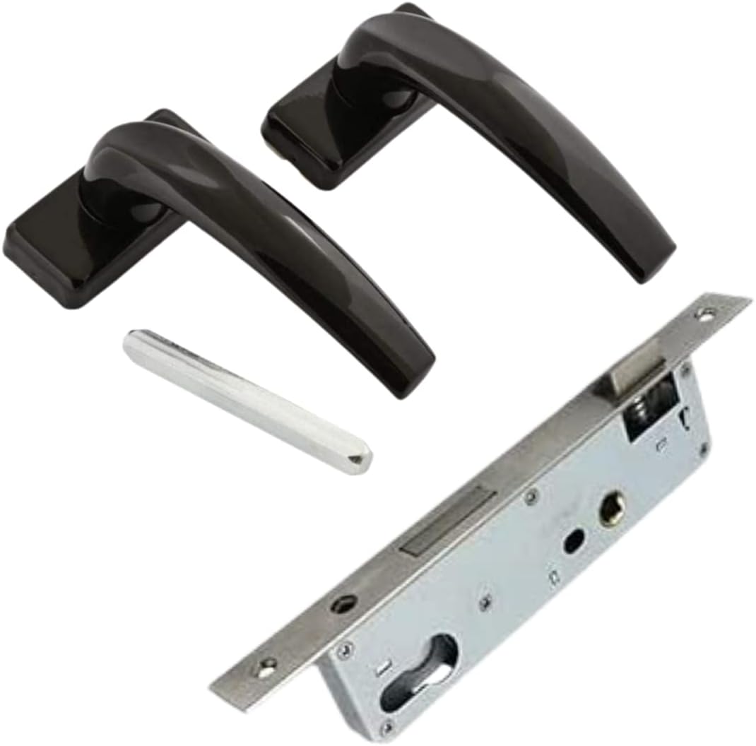 Robustline Aluminium Door Handle White with 20MM Lockbody, Heavy Duty Door Handle Set. (Black)