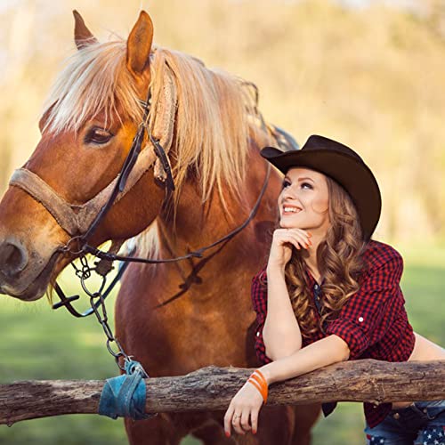 Cowboy Hat Men Wester-1/4 Faux Felt Wide Brim Outdoor Sunshade Hat With String For Men Women Bronze #TOP4