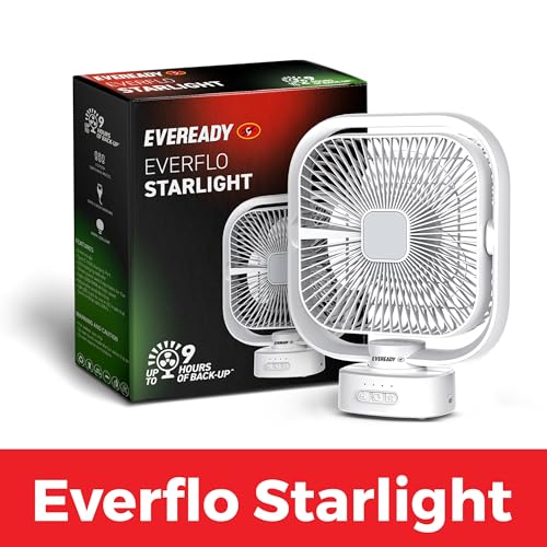 Image of EVEREADY Everflo Starlight Rechargeable Emergency Fan, 8-inch