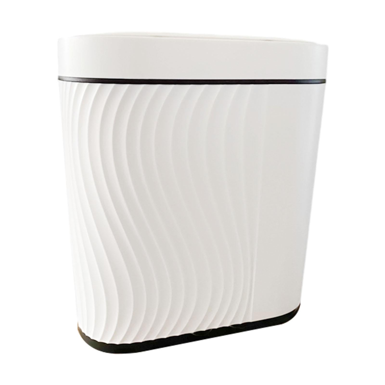 Poubelle automatique beige avec couvercle et bac de recyclage pratique