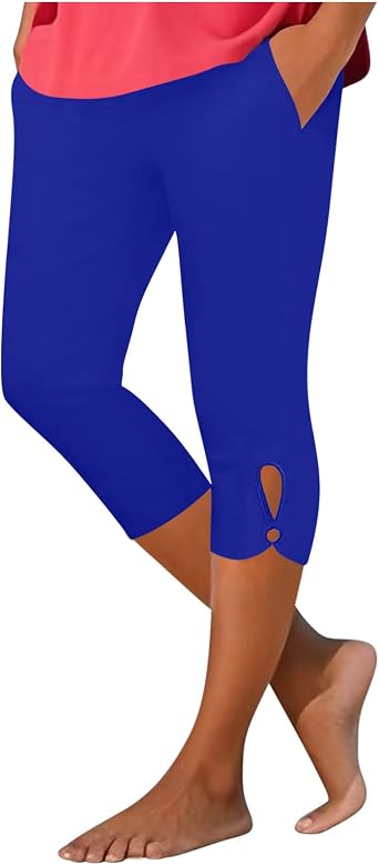 LRMQS Capri Pants for Women Summer Stretch Tummy Control Workout Leggings with Pockets Plus Size Athletic Gym Yoga Pant