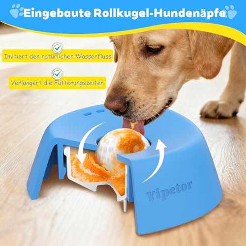 Yipetor Schleckball Hundenapf für Flüssige Leckerlis, 【Unterhaltener Ball- in】 Knochenbrühe Grünlippmuschel Hund Pulver, Joghurt leckball für Hunde Hundespielzeug für große, mittlere und kle-2