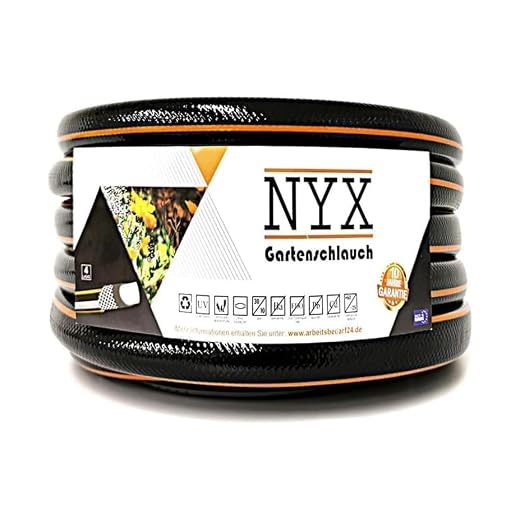 Gartenschlauch 1" NYX Premium 10 Jahre Garantie 4 lagig Wasserschlauch Bewässerungsschlauch schwarz/orange (50)
