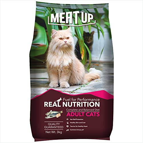 Image of Meat Up Adult Cat Food, Ocean Fish - 1.2 kg Pack (Buy 1 GET 1 Free) & Meat Up Adult Cat Food, Ocean Fish - 3 kg Pack (Buy 1 GET 1 Free)
