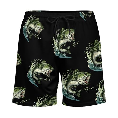 Bass Fishing Mens Swim Trunks with Compression Liner Quick Dry Board Beach Shorts4
