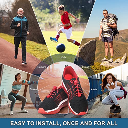 Image of HOMAR Elastic No Tie Shoe Laces Stretch Tieless Shoe Laces for Sneakers No Tie Shoelaces Elastic Laces for Adults and Kids, Red, One Size
