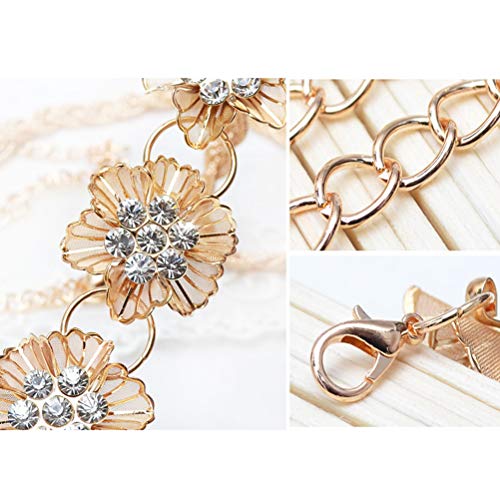 Cinto FENICAL para vestido de corrente de flor de cristal, cinto para casamento (dourado)