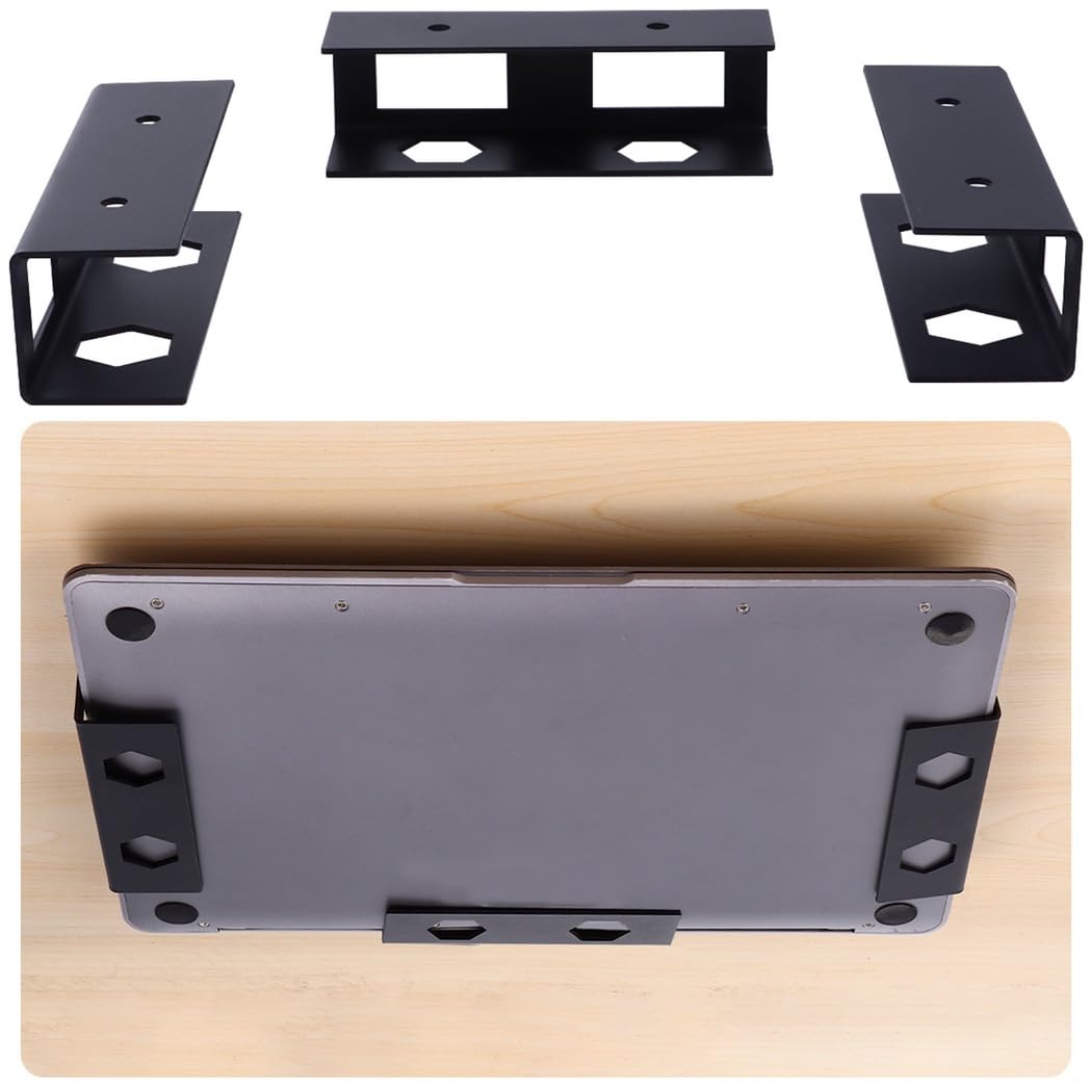 Metal Under Desk Laptop Storage Holder, Adjustable Laptop Shelf, Ideal for Office Organization, Supports Keyboards and Modems