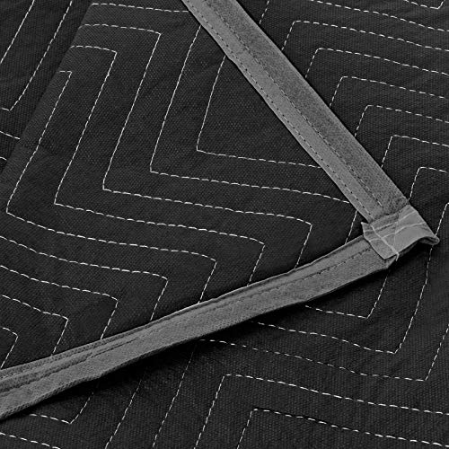 Sure-Max 6 Moving & Packing Blankets - Heavy Duty Pro - 80" X 72" (90 Lb/Dz Weight) - Professional Quilted Shipping Furniture Pads Black #TOP1